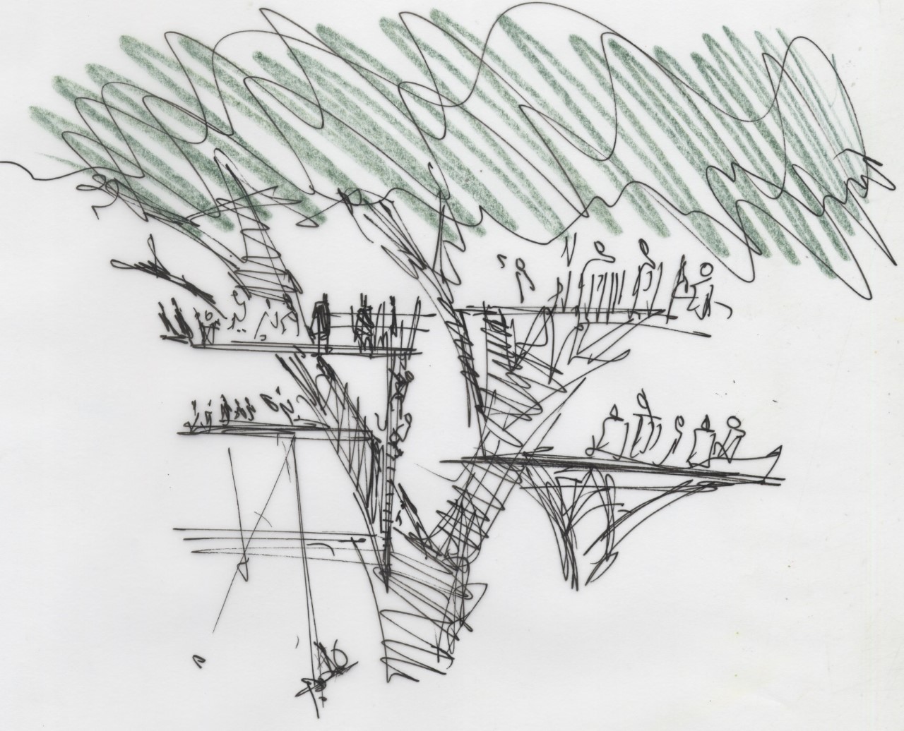 A rough sketch of children in tree-top schools!