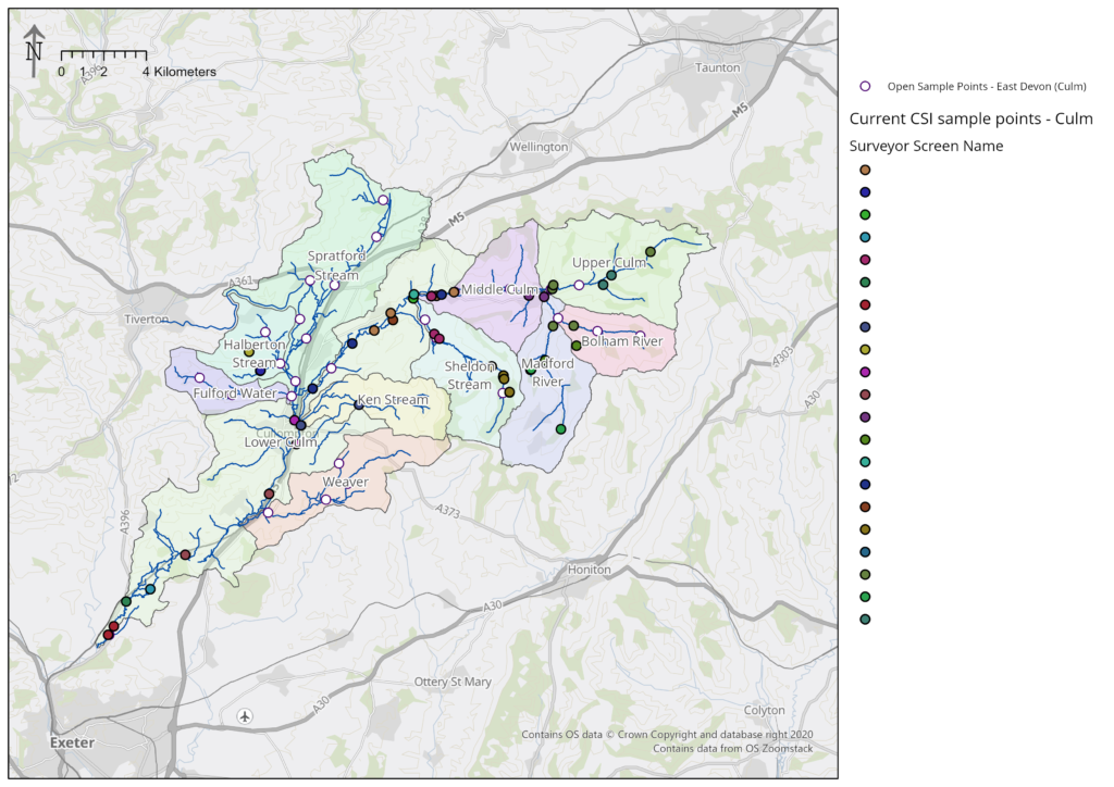 Map of Culm water quality sampling points